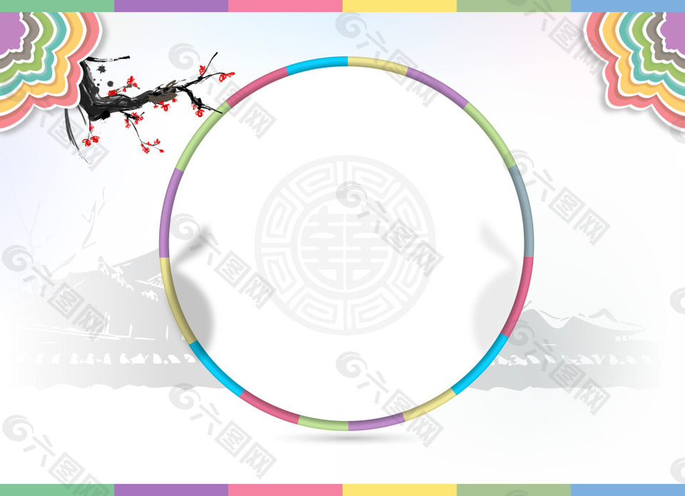 中国风建筑几何背景