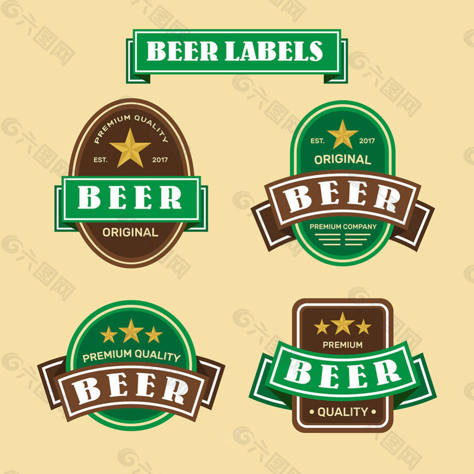 绿色棕色啤酒贴图标
