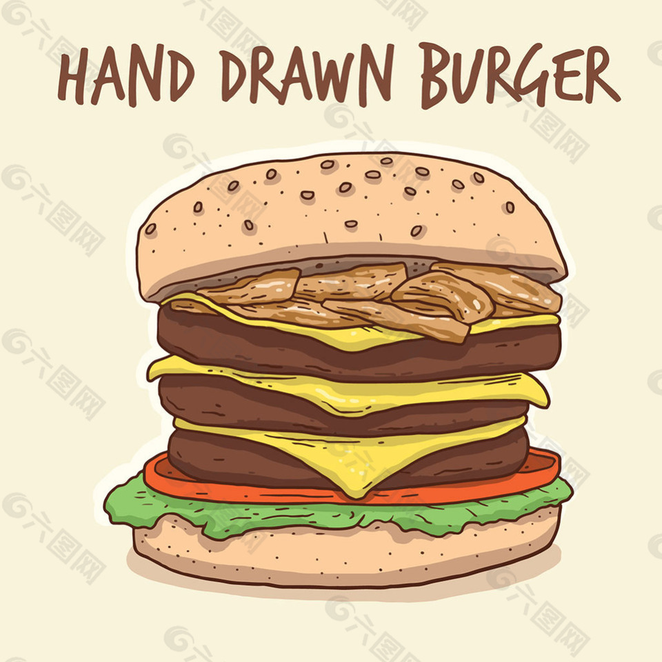 手绘汉堡插图背景