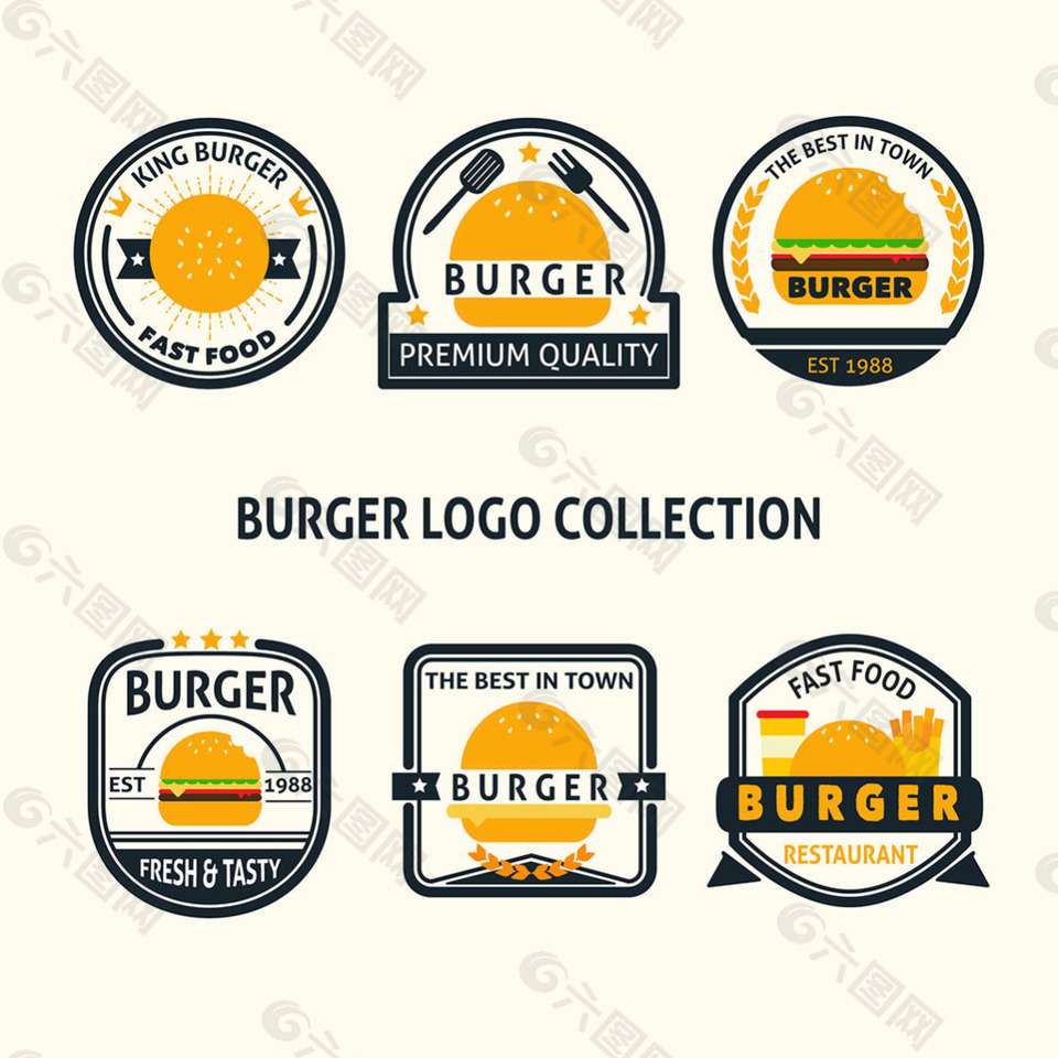 各种汉堡标签图标