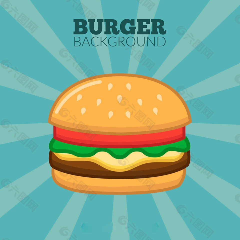 手绘芝士汉堡射光背景