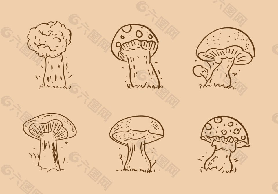 手绘矢量蘑菇