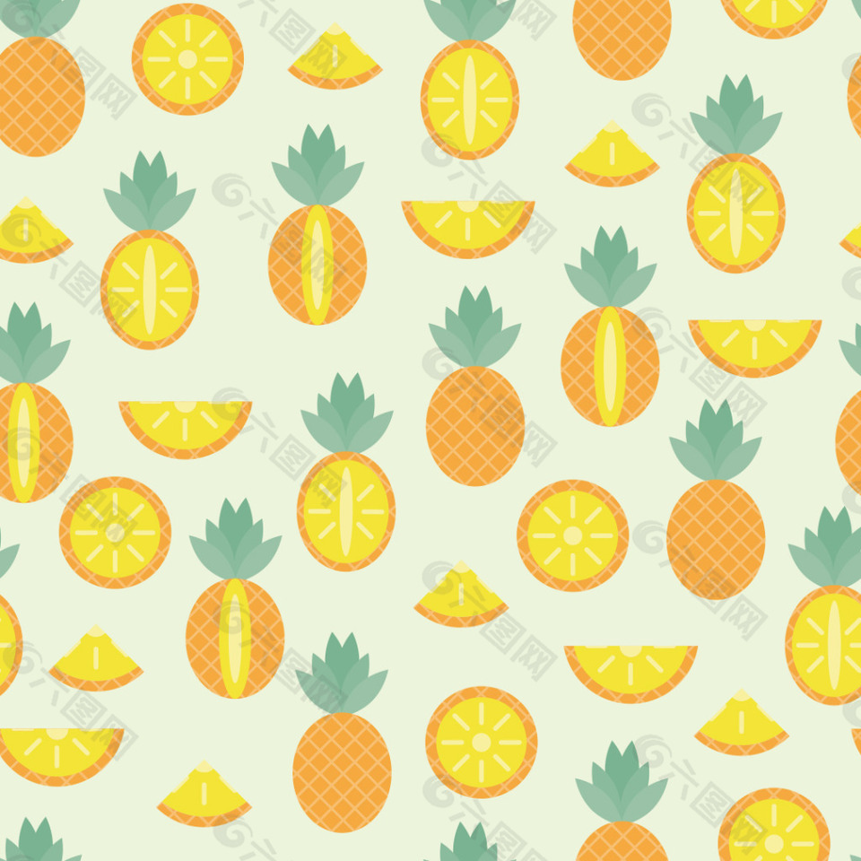 清新手绘凤梨背景素材