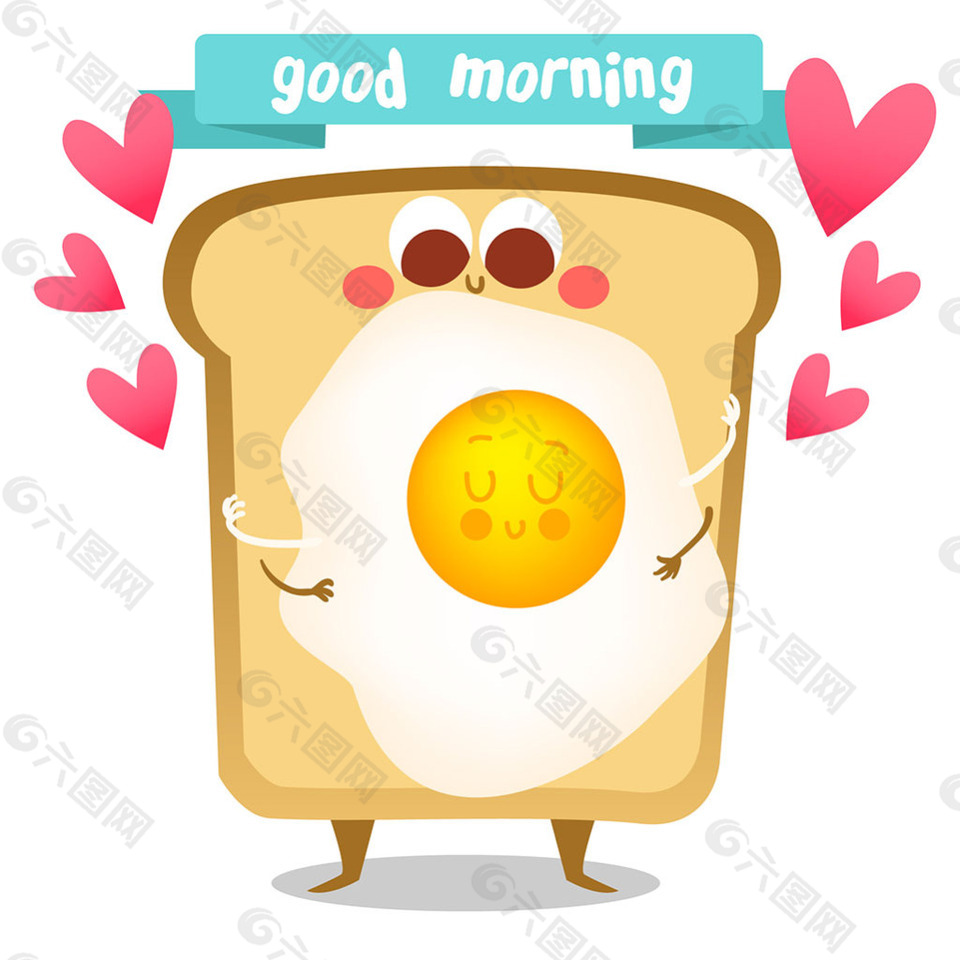 可爱吐司鸡蛋背景设计