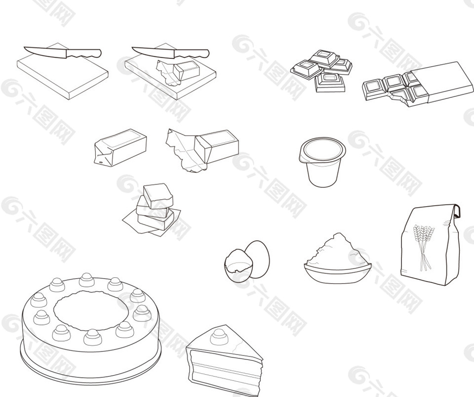 线性蛋糕制作图标