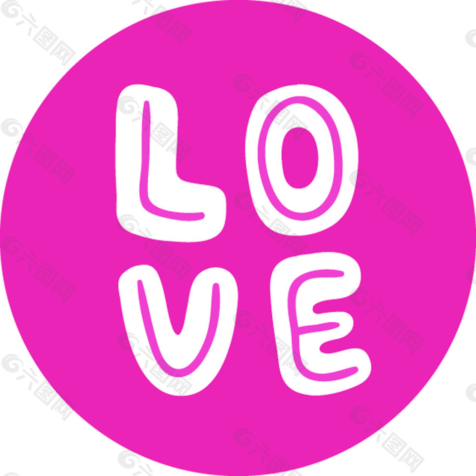 love粉色爱心圆形卡通矢量图标