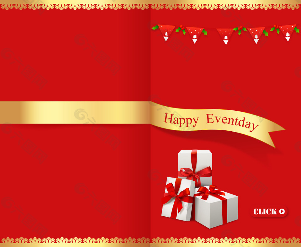 生日礼盒红色卡片背景