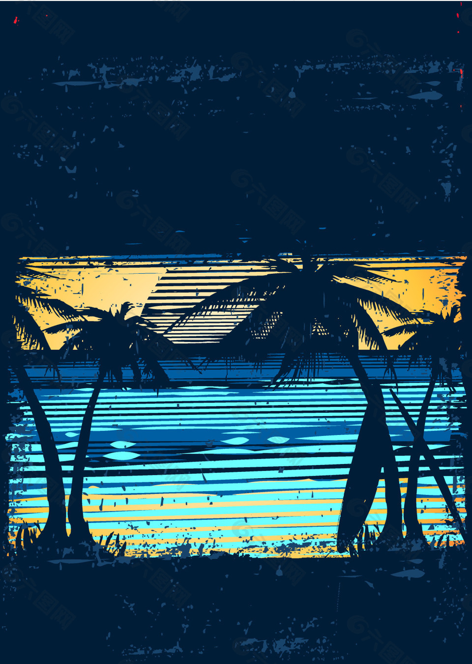 蓝色海水椰子树背景