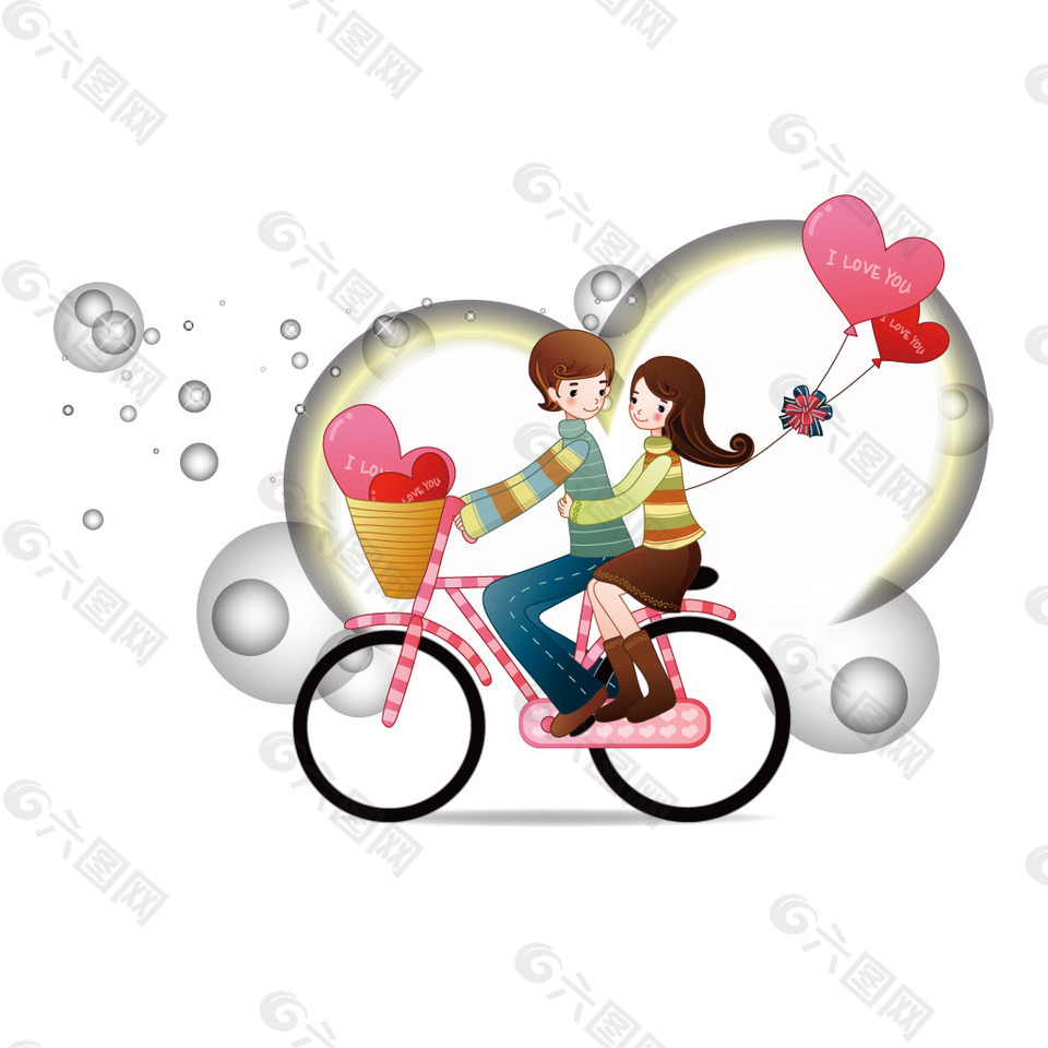 卡通情侣情人节元素