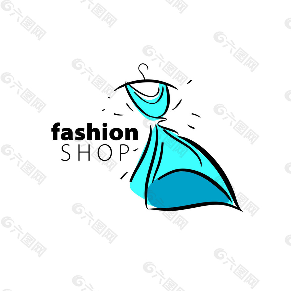 蓝色卡通手绘裙子矢量素材源文件