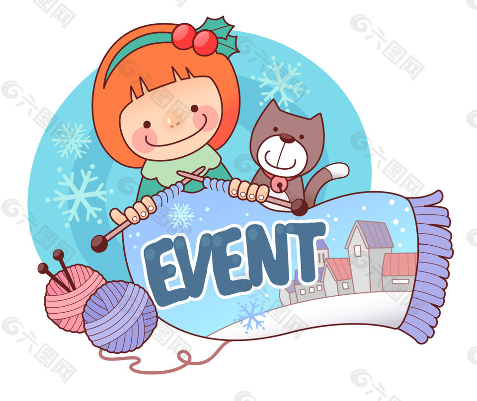 矢量雪花卡通女孩EPS