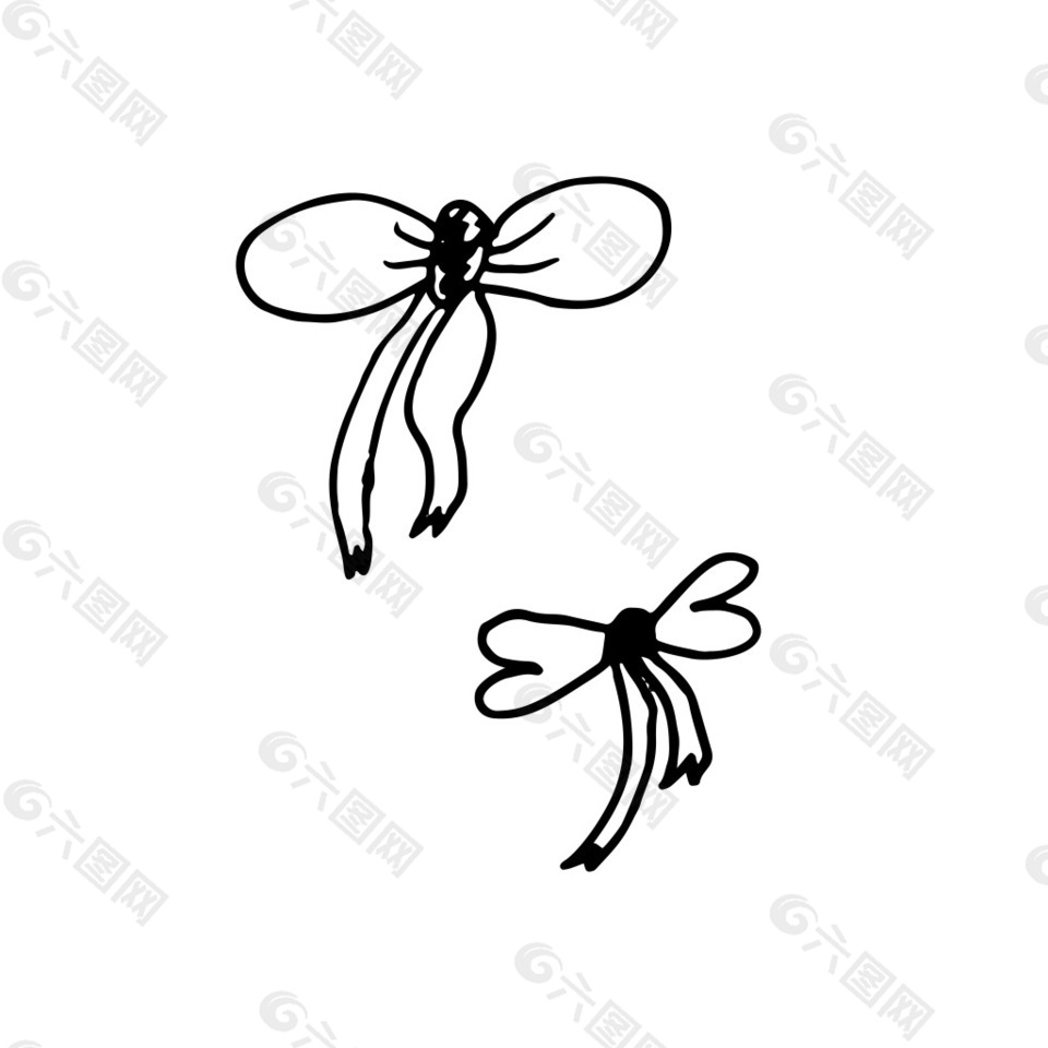 蝴蝶结卡通手绘爱心花朵嘴唇透明素材