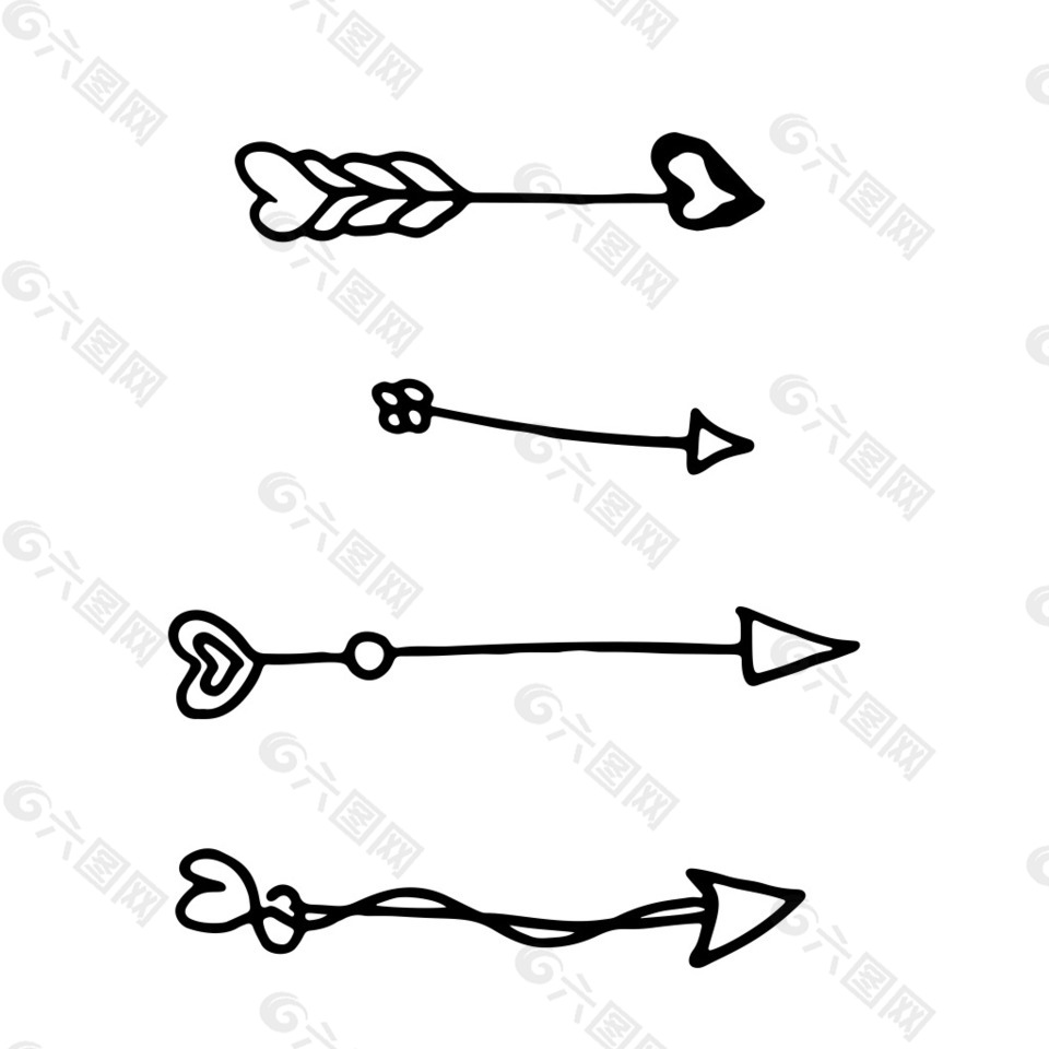 弓箭 卡通手绘爱心花朵嘴唇透明素材