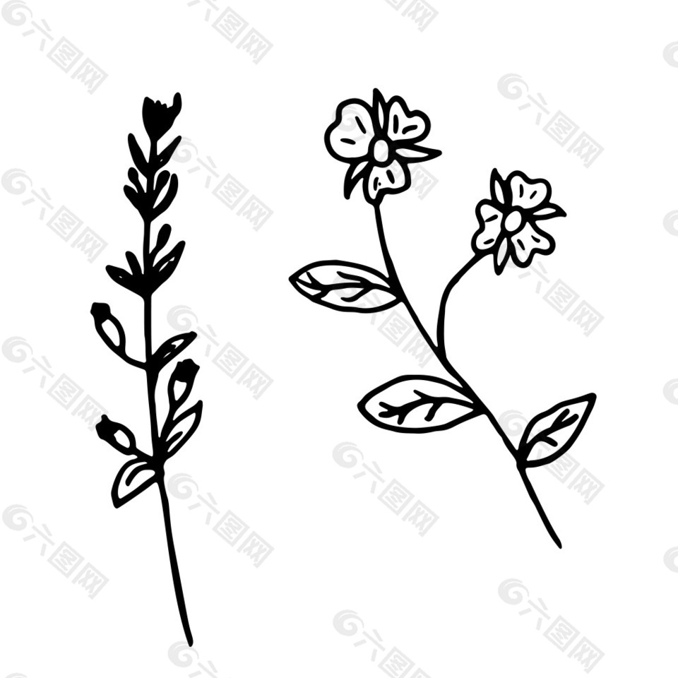 树枝卡通手绘爱心花朵嘴唇透明素材