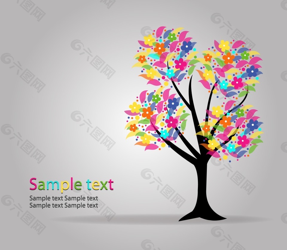 彩色树木元素设计背景