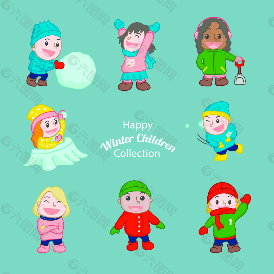 小伙伴卡通人物插画风格矢量源文件