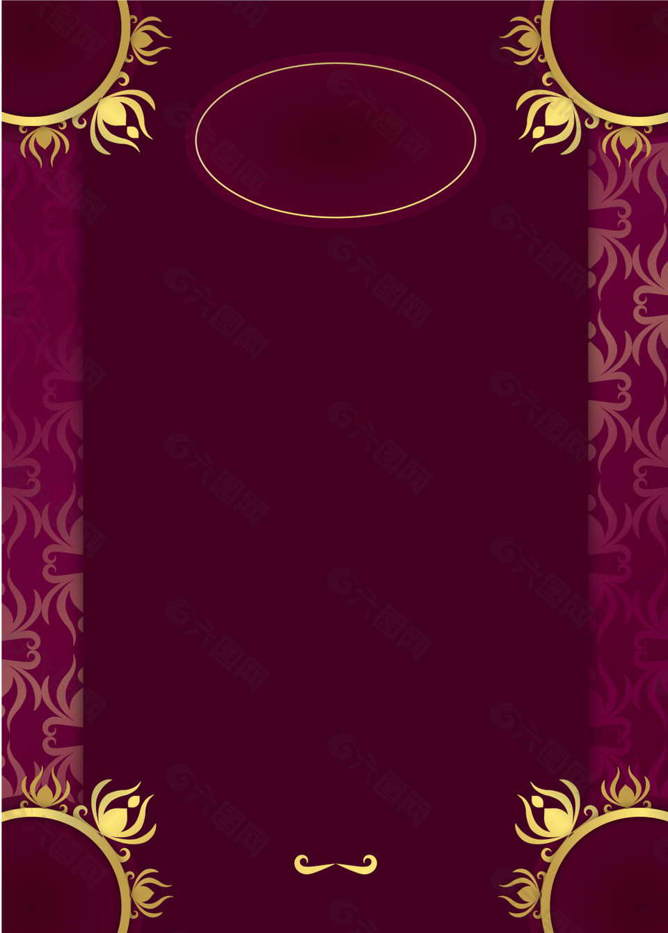 金色花纹边框紫色背景