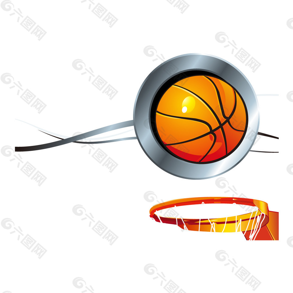 卡通篮球球框元素