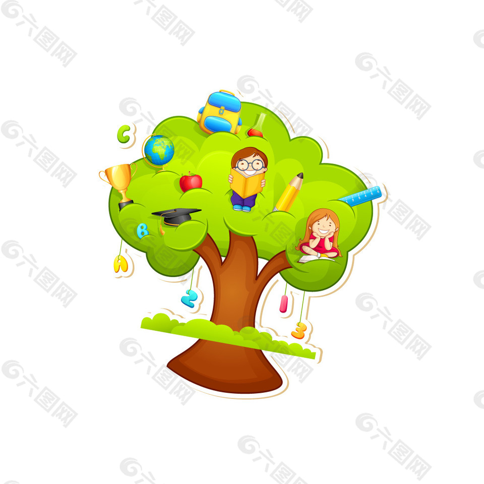 卡通绿色树元素