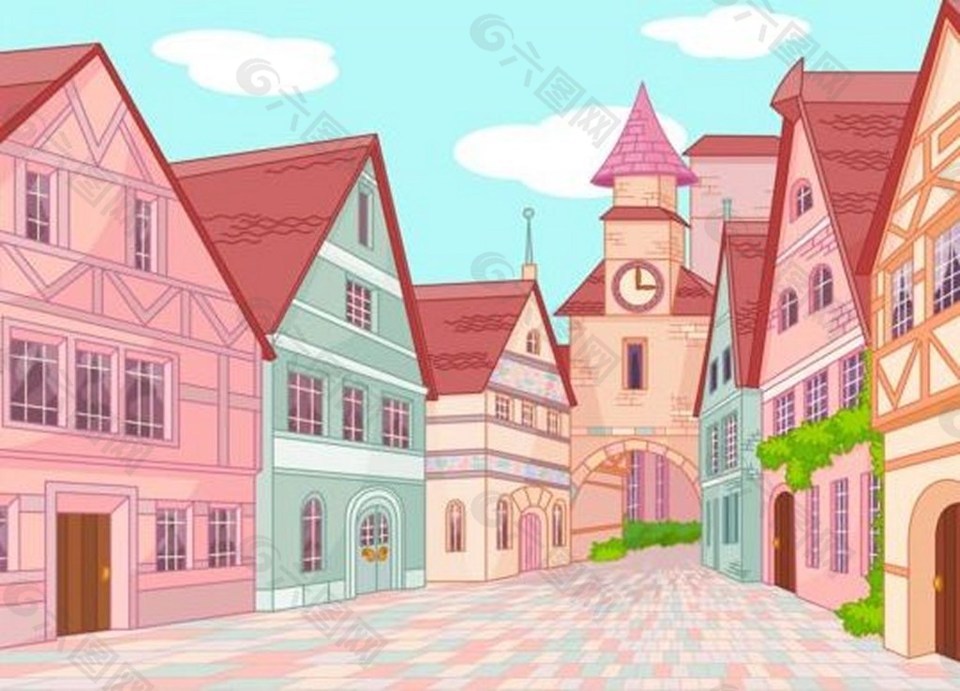 手绘房子背景素材