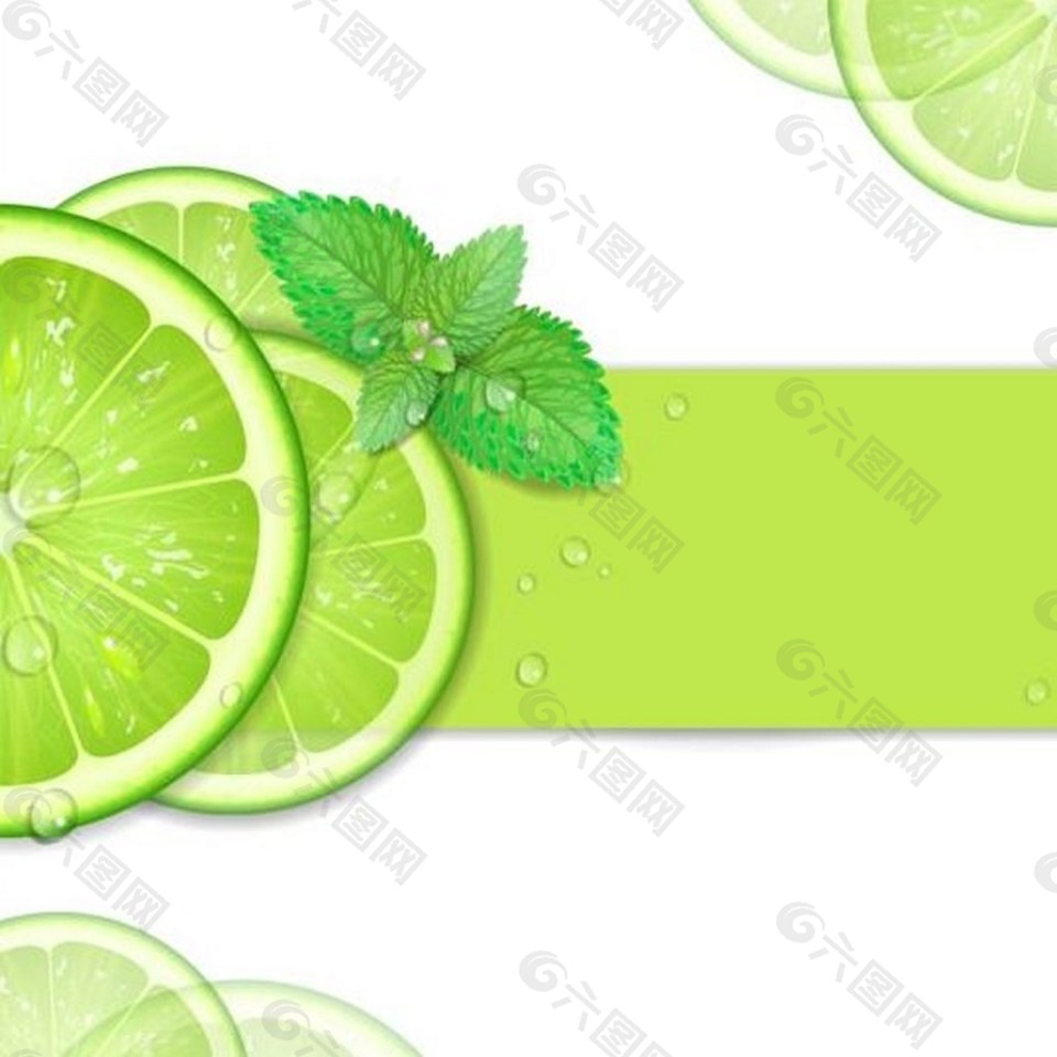 绿色柠檬片背景素材