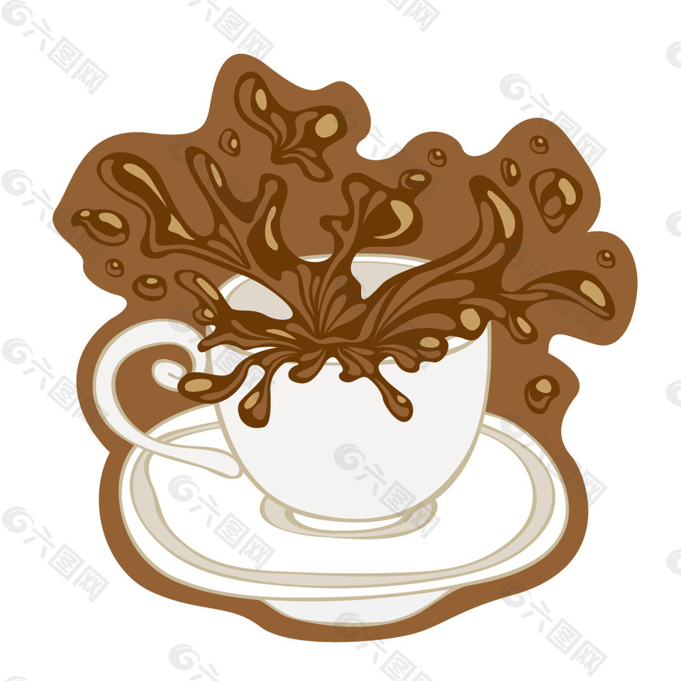 抽象白色茶杯巧克力元素