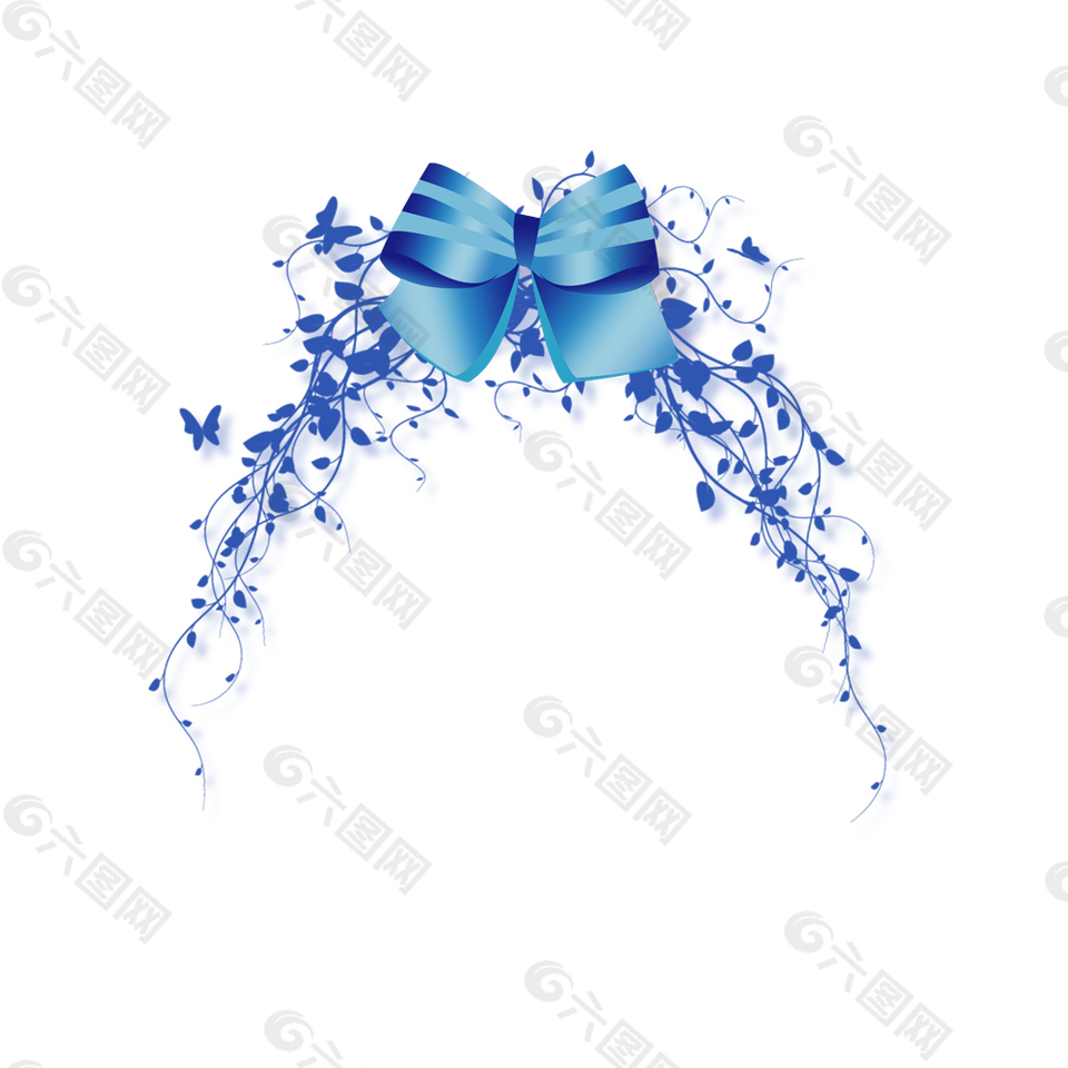 蓝色蝴蝶结花藤