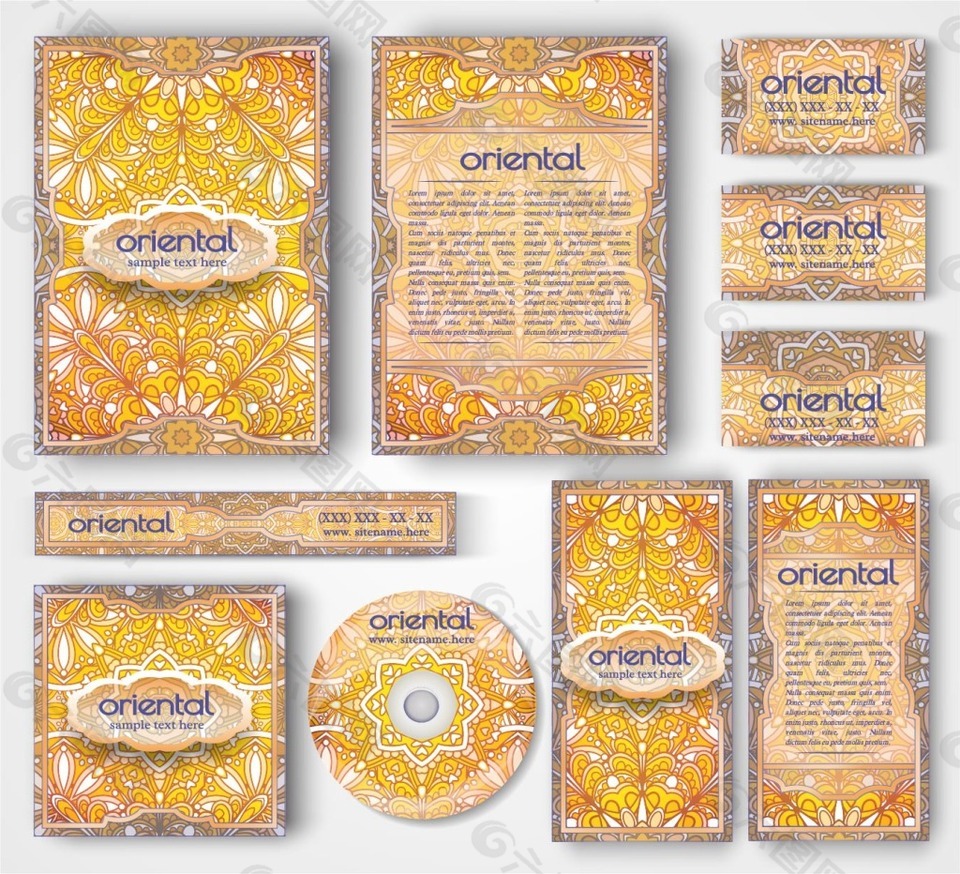 东方风格邀请函名片矢量素材