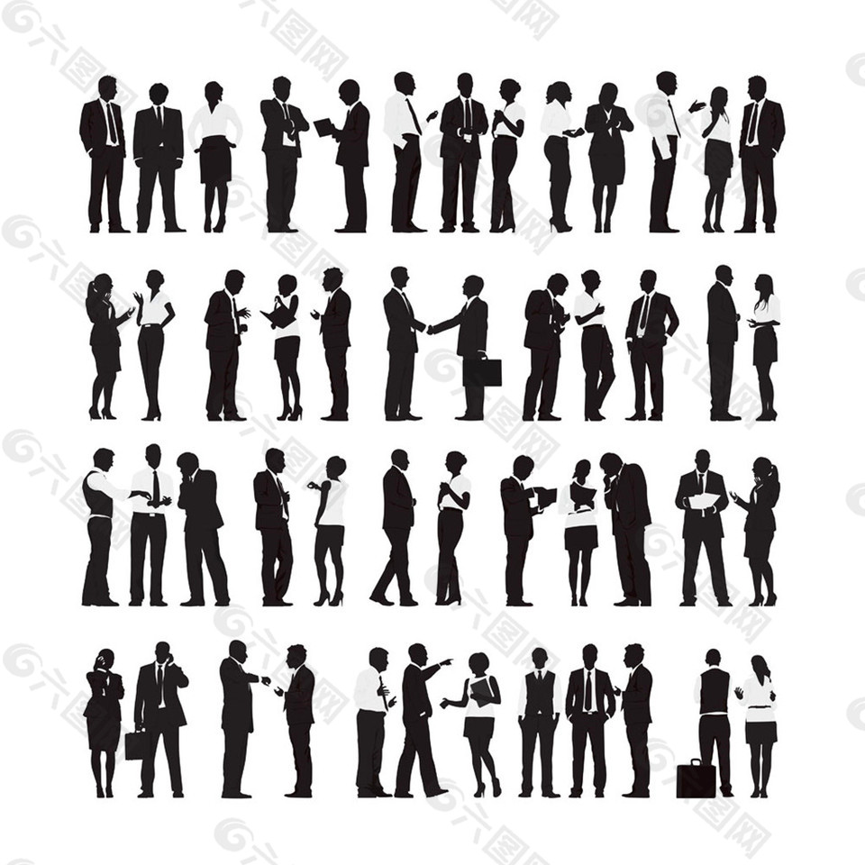 握手交谈商务男女图片