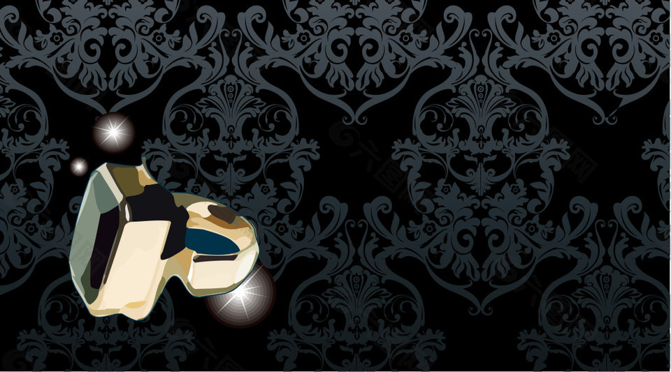 戒指黑色花纹背景