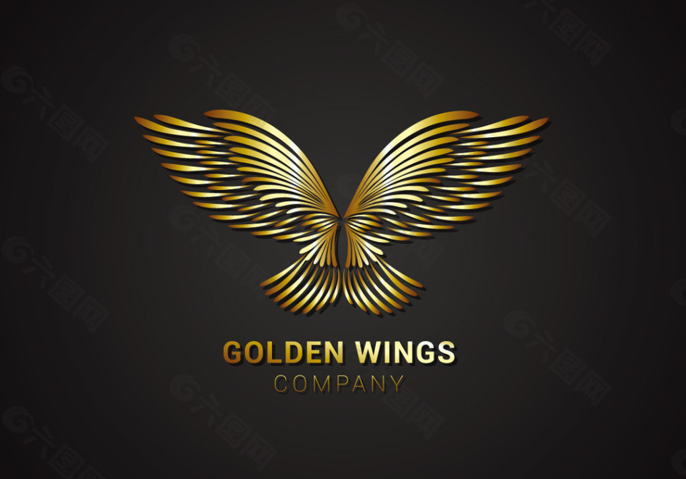 金色翅膀图标标志