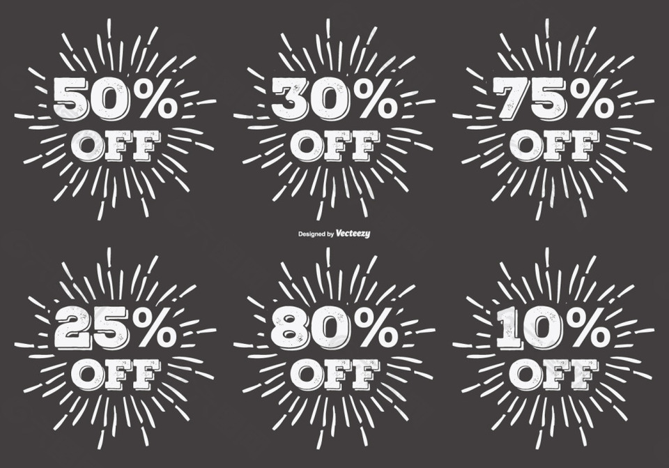 复古手绘促销标签标签