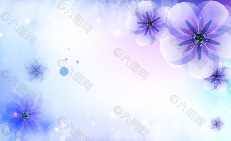 梦幻蓝色花朵背景