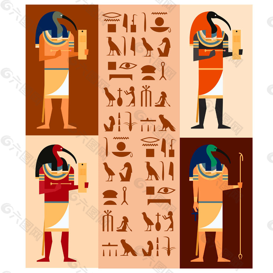 古埃及神像壁画图片