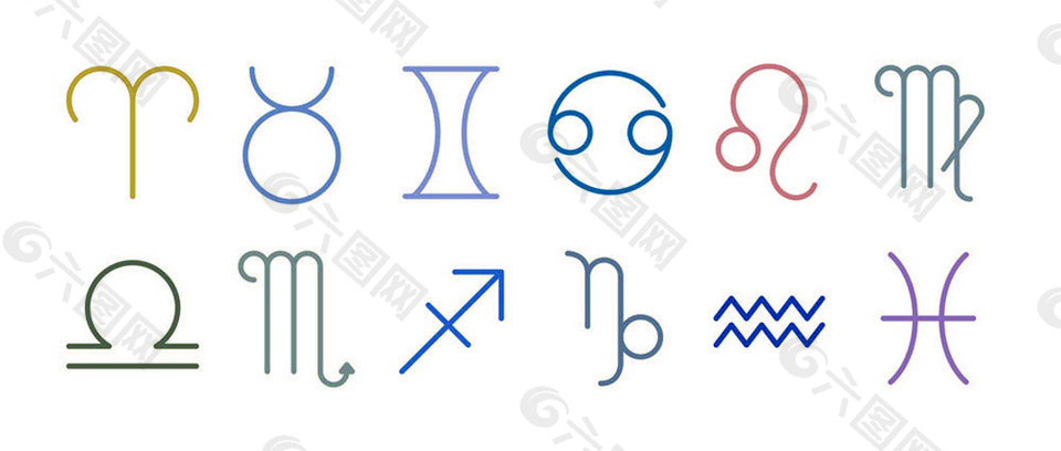 蓝色符号十二星座图片
