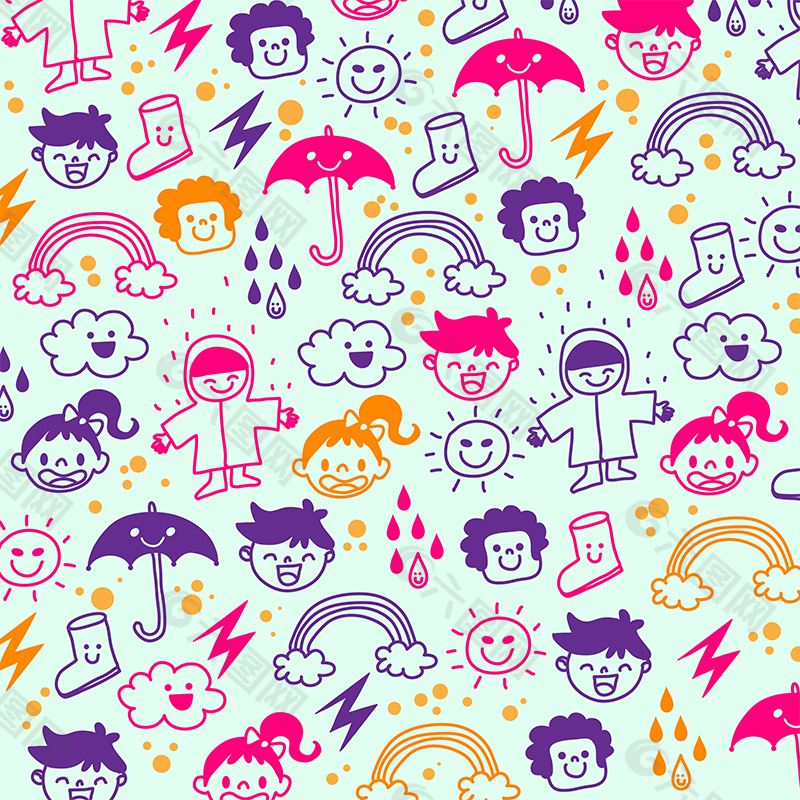 卡通人物雨伞图案设计