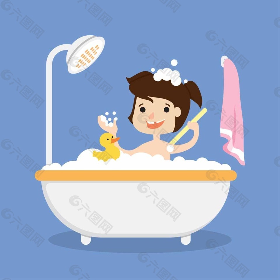 洗澡的孩子