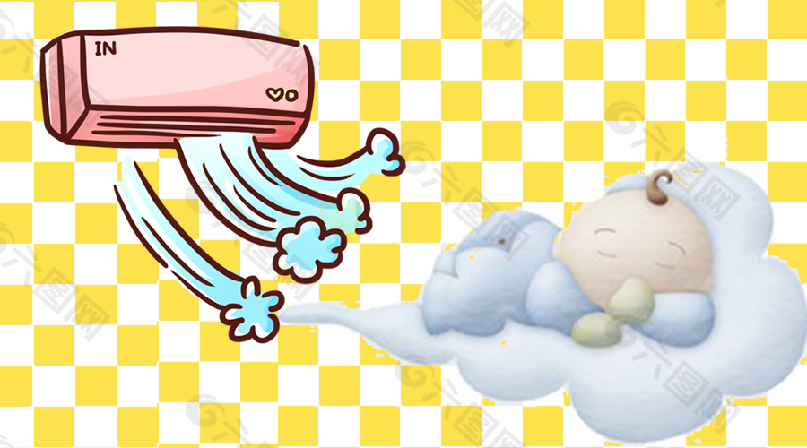 宝宝夏季吹空调要注意插画