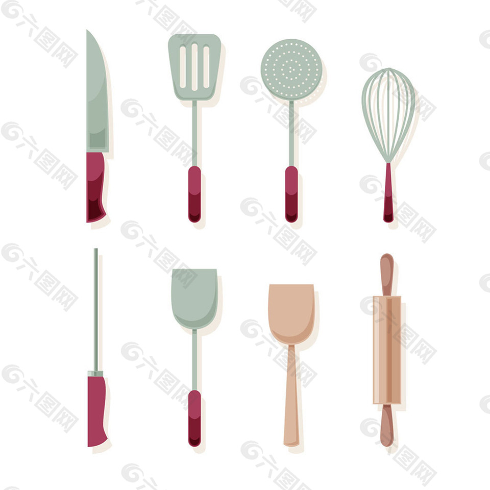 扁平风格各种厨房用具图标
