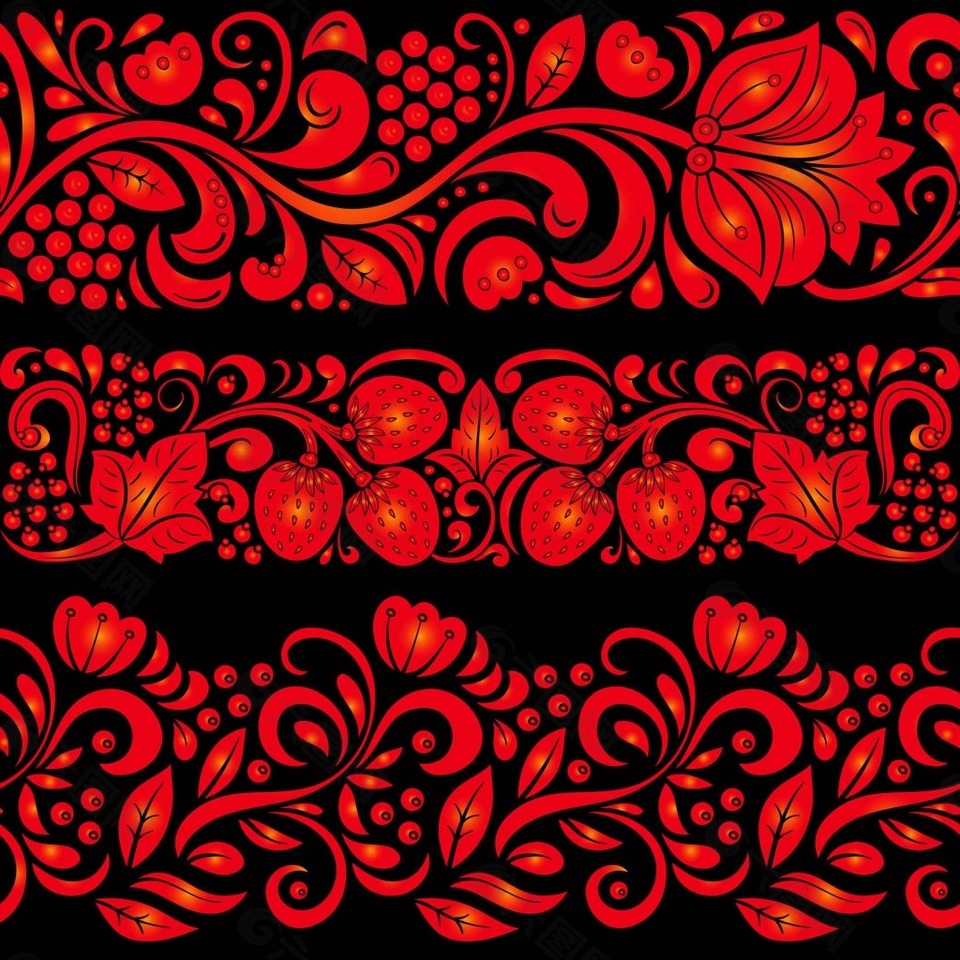 红色草莓花背景