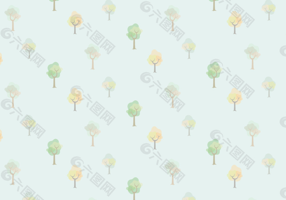 清新水彩树木背景素材