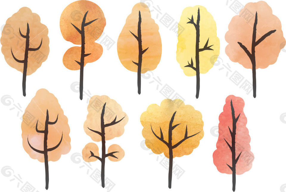 水彩树木素材