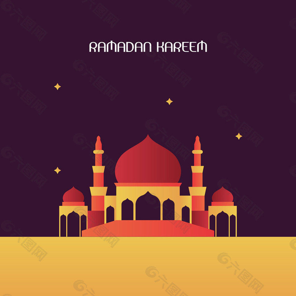 伊斯兰开斋节清真寺紫色背景
