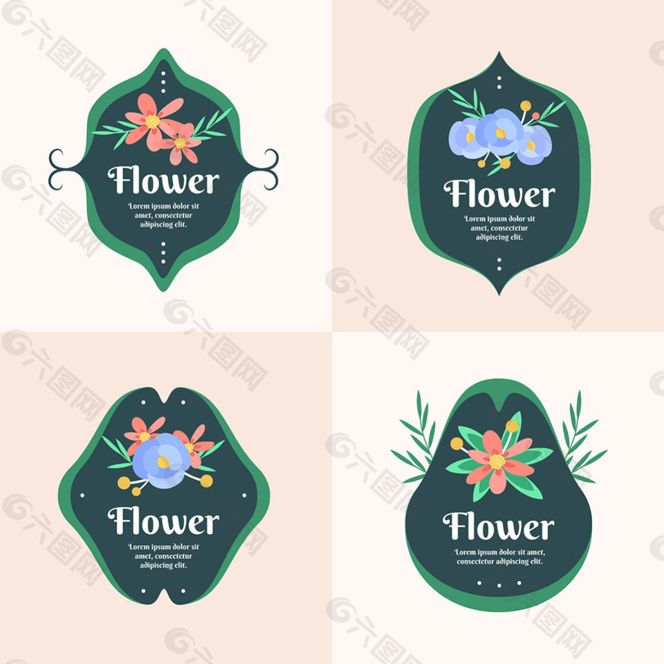各种装饰花卉标签