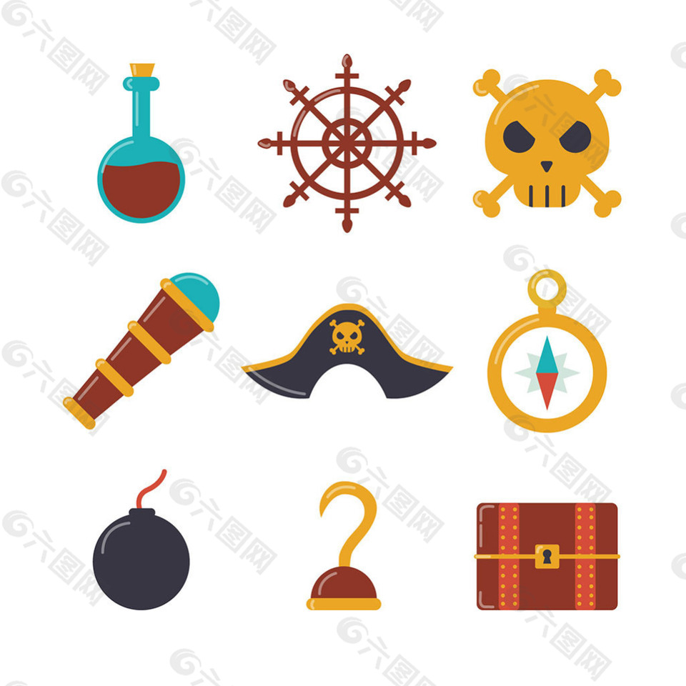 各种海盗物品平面设计素材