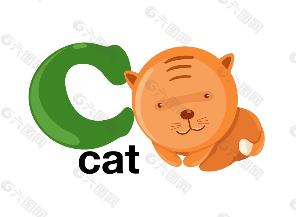 矢量动物英文字母C