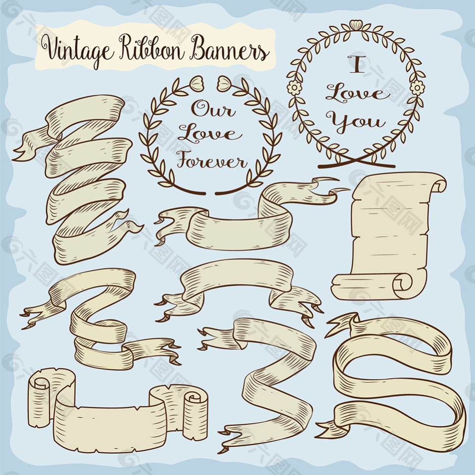 复古风格飘带矢量素材设计元素素材免费下载(图片编号:8644966)-六