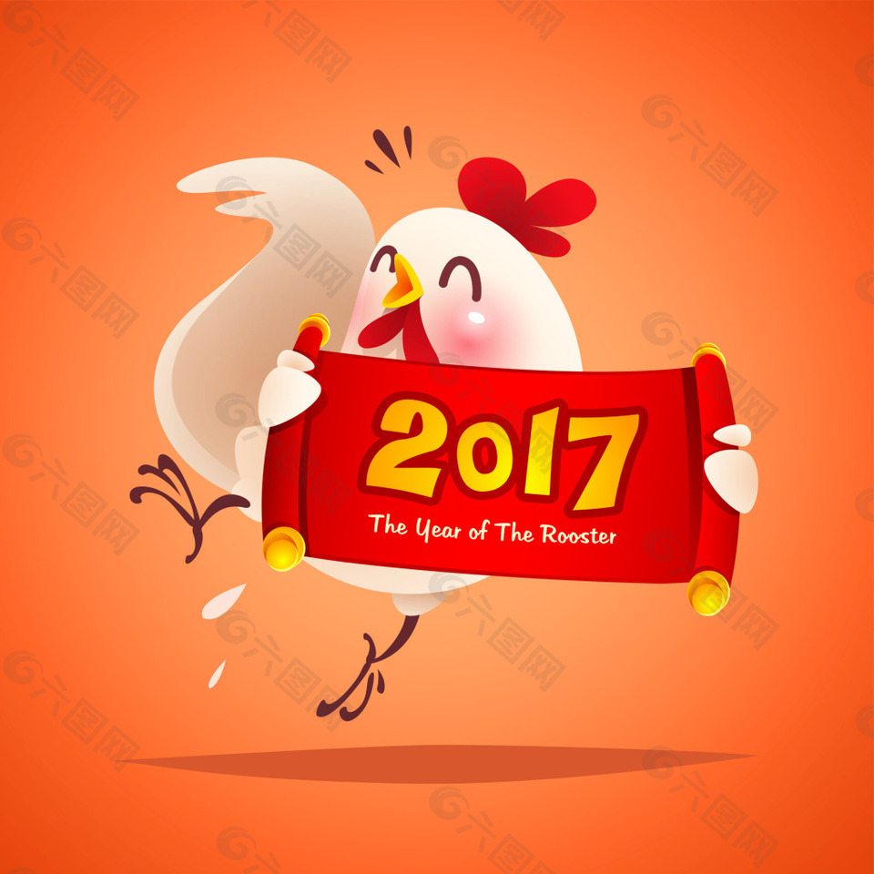 2017鸡年卡通动物形象插画矢量素材