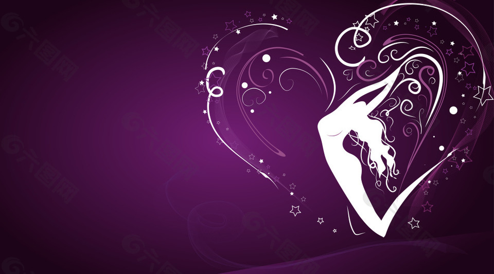 唯美心形花纹紫底背景