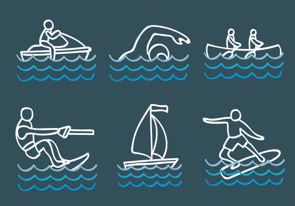 线性水上运动图标设计